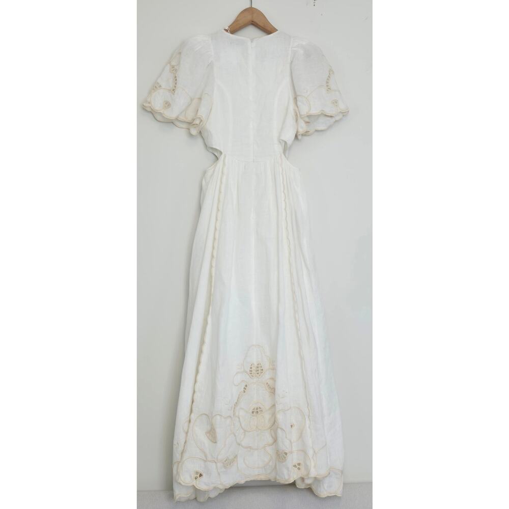Lovaan Freya Embroidered Linen Midi Dress White Size 4 Nwt — image 7 of 8